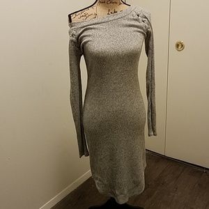 Off The Shoulder Grey Sweater Dress.